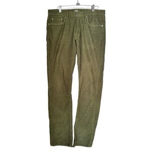 Bonobos Men's 31/34 Green Corduroy Washed Cords Straight Leg Slim Fit Pants